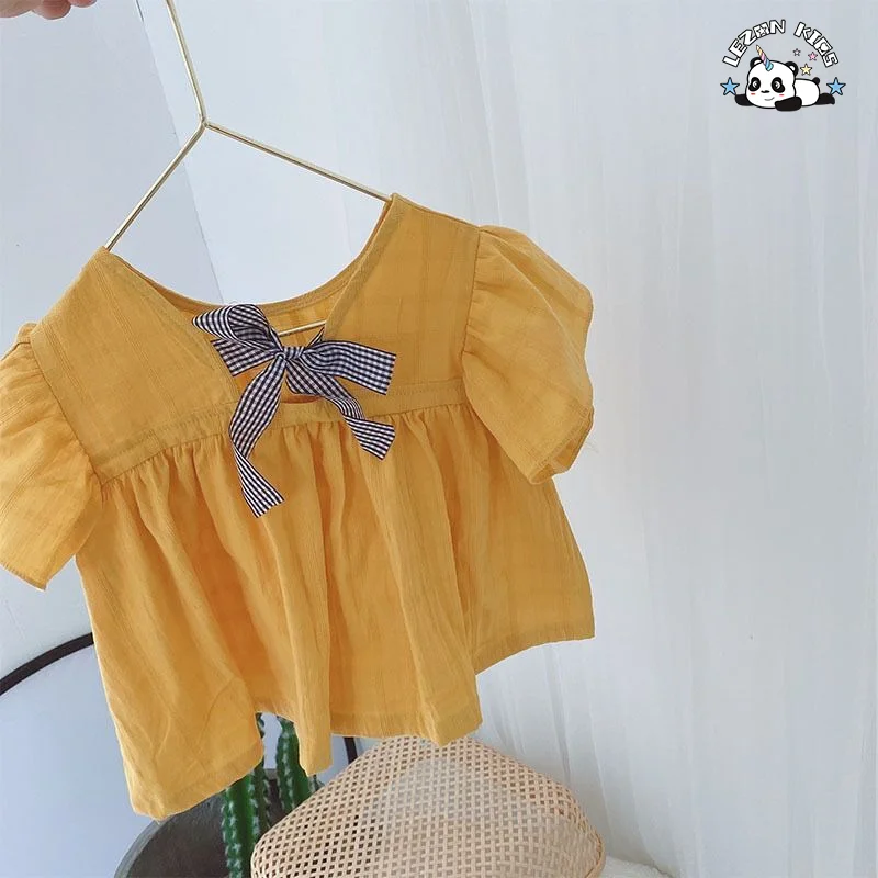 LEZONKIDS - Girls' summer suit 2022 new shirt  children's short-sleeved shorts
